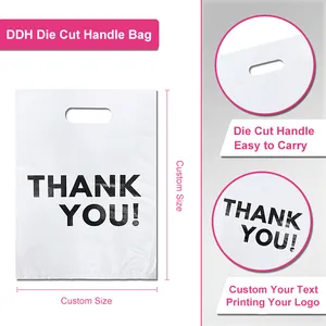 Customized Logo Pink Shop Boutique Gifts Die Cut Handle Bag Stocking Sizes Reusable Carry Bag Foldable Plastic Shopping Bag*