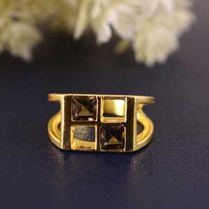 Exclusive Brass <b>Rings</b> Minimalist Geometric <b>Ring</b> Brass <b>Rings</b> For Women 18K Gold Plated Square Citrine <b>Ring</b> for Wholesale/OEM/ODM - Product Image 1