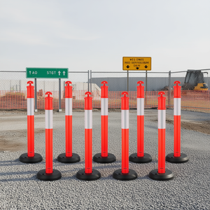 Postes delimitadores de tráfico VEVOR de 48 pulgadas con base rellenable y tiras reflectantes para seguridad vial en sitios de construcción - Product Image 2