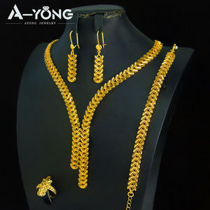 Nuovi arrivi Dubai accessori da sposa Set di gioielli da sposa elegante collana a forma di foglia d'oro <span class=keywords><strong>21k</strong></span> Set 4 pz per donna - Product Image 6