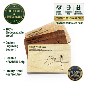 Échantillon <span class=keywords><strong>Gratuit</strong></span> Carte NFC en Bois Durable Carte RFID en Bambou Écologique Carte Intelligente Sans Contact en Bois NTAG213 pour Hôtel <span class=keywords><strong>de</strong></span> Luxe - Product Image 1