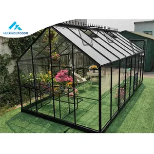 Robuste jardin verre métal vert maison cadre en aluminium extérieur serre kit luxe préfabriqué hiver plante serre pour la maison