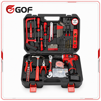 Ensemble de 109 outils multifonctions pour la réparation à domicile et au jardin, perceuse pour électricien, douilles, batterie au lithium, étui rigide personnalisable OEM