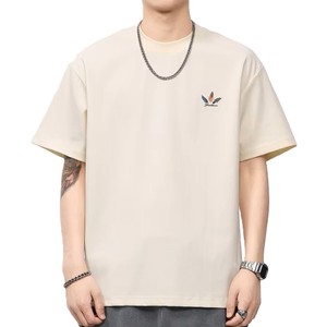 Camiseta de Manga Corta para Hombre, Cuello Redondo, 100% Algodón, 230g, Estampado Digital de Plumas en la Espalda, Anti-Pilling, Tejido Casual, Directo de Fábrica - Product Image 2