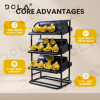 DOLADISPLAY 3-laags bananen displayrek, combinatie van plastic en metaal, supermarkt, commerciële fruitdisplaystandaard