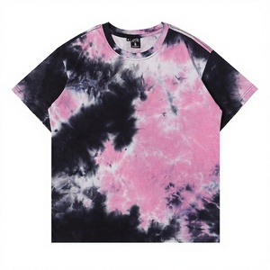 <b>Black</b> Pink Wholesale Streetwear Loose Heavyweight T-Shirts Round Neck Vintage Short Sleeve Custom <b>Tie</b> Dye Dip Dye Oversized Tees - Product Image 2