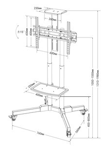 LCD Sàn thép dọc phổ TV đứng di chuyển xoay Móc áo giỏ hàng với 65 "Max và 600x400 VESA khả năng tương thích - Product Image 2