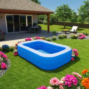 Sıcak satış özelleştirilebilir 150*100*50cm PVC büyük dikdörtgen 3-ring Kids açık şişme zemin üstü yüzme havuzu çocuklar için