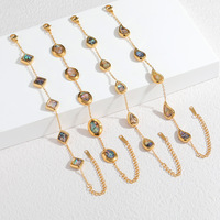 Bracelet carré ovale en coquille d'ormeau plaqué or 18 carats, en acier inoxydable, bijoux inaltérables