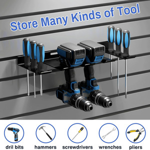 Organizador de herramientas eléctricas inalámbricas con 4 soportes para taladros, ideal para garajes y talleres. - Product Image 3