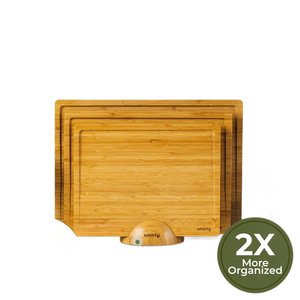 Juego de tablas de cortar de bambú Smirly de 3 piezas, no tóxicas, con soporte para uso en la cocina - Product Image 3