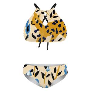 Traje de baño de 2 piezas de cintura alta y talla grande personalizable con imagen personalizada Sujetador push up XXS Impresión digital Logotipo personalizado - Product Image 2