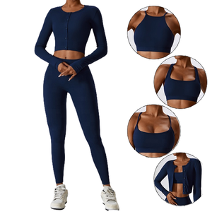 Ropa Deportiva para Mujer, Conjunto de Leggings a Rayas de 2 Piezas de Alta Calidad para Entrenamiento y Fitness, Conjunto Personalizado de Bra Deportivo y Leggings para Yoga - Product Image 1