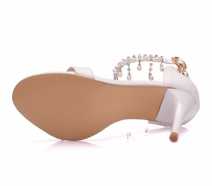 Popolare pump <span class=keywords><strong>5</strong></span> 7 9 <span class=keywords><strong>cm</strong></span> tacchi sottili OpenToe <span class=keywords><strong>sandali</strong></span> da donna bianco per festa di nozze tacchi alti da sposa - Product Image 5