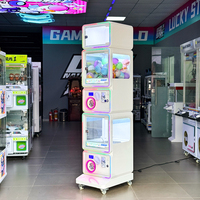 Distributeur de capsules de jouets commercial vertical empilable avec éclairage LED lumineux pour centres commerciaux