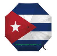 Paraguas plegable con bandera de Cuba, apertura y cierre automático, compacto, portátil, grande, para lluvia, sol, protección UV, resistente al viento