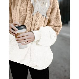 Sudadera con Capucha FOXA Sherpa para Mujer, Manga Larga, Forro Polar, Cálida para Invierno, con Bolsillos, Antipelusas - Product Image 3