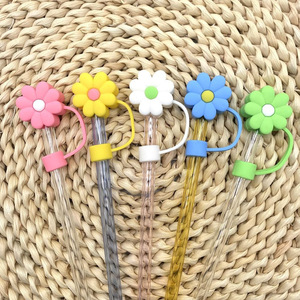 Couvre-pailles réutilisables anti-poussière en forme de fleur colorée pour pailles à boire - Product Image 6