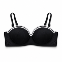 Nouveau Soutien-gorge Push-up 2026 à Motif Pétale de Lotus, Sans Armature, avec Bordure en Dentelle Noire à Rayures, Bretelles Réglables Multi-Aglets, Idéal pour le Quotidien