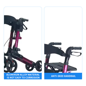 Cadre en aluminium Rollator de <span class=keywords><strong>luxe</strong></span> Walker avec siège 8 "roues léger mobilité aide à la marche pour adultes âgés - Product Image 4