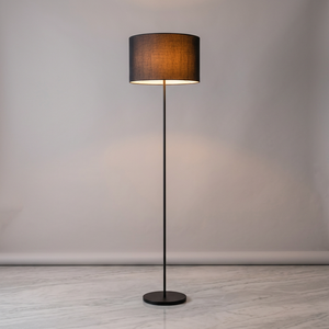 Lámpara de Pie Moderna E27 LED con Poste de Hierro y Pantalla de Tela Negra, Altura Ajustable, Iluminación Decorativa para Dormitorio y Sala de Estar - Product Image 3