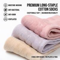Chaussettes de Pilates et de Yoga Antidérapantes à Logo Personnalisé, Respirantes en Maille, à Bout Ouvert, en Coton, pour Femmes, Idéales pour la Danse Classique et la Barre, Vente en Gros pour Studios
