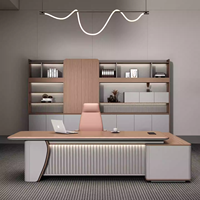 Ensemble de bureau et chaise de direction, minimaliste, élégant et luxueux, grand bureau pour bureau de direction