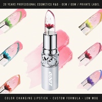Lipstik Vegan Mineral Flower Jelly pH Pengubah Warna Melembapkan Menghidrasi Tahan Lama Lip Balm Ajaib Logo Kustom ODM