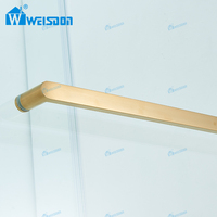 Salle de douche portable en verre doré brossé Weisdon Cabine de douche sans cadre coulissante en acier inoxydable