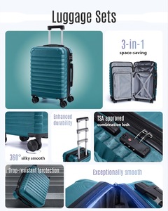 Valigie <span class=keywords><strong>da</strong></span> Viaggio Grandi in Neoprene a 3 Pezzi con Ruote Girevoli, Guscio Rigido Leggero, Lucchetto TSA, Misure 20/24/28 - Product Image 2