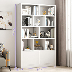 White Nordic Home Office Book Display Rack Shelf <b>Open</b> Bookshelfs Tall Wooden <b>Bookcases</b> Cabinet for Home - Product Image 1
