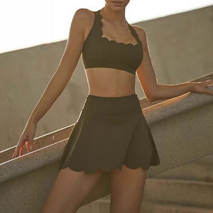 Cross Back Sports Bra <b>Ruffled</b> <b>Mini</b> Tennis <b>Skirt</b> Set Women's Tennis Wear Women Tennis Wear Fitness Outfit Fitness Wear - Product Image 3