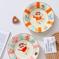Service de table en céramique Crayon Shin-chan, ensemble de vaisselle en porcelaine avec bol, assiette, cuillère, baguettes, boîte cadeau, vaisselle de table pour la maison