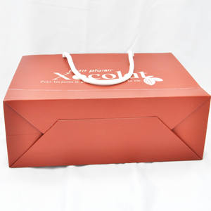 High Quality Customized Your Own Logo Print <b>Red</b> Classic Paperboard Supermarket Shopping Bag Recycled Materials Offset Printing - Product Image 5