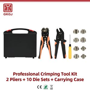 Kit d'outils de sertissage à <span class=keywords><strong>cliquet</strong></span> universel manuel, dénudeur de fils automatique, 10 matrices interchangeables, bornes électriques OEM - Product Image 1