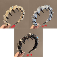 Serre-tête en tulle fait main, motif orchidée, à dents ondulées, antidérapant, avec strass, tressé, pour femme, pour coiffure haute