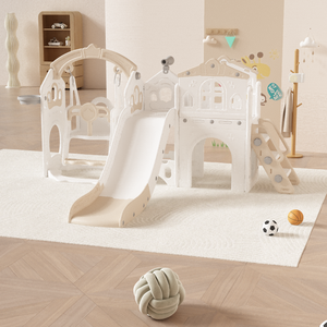 Juego de juegos infantiles 8 en 1 para interior y exterior <span class=keywords><strong>con</strong></span> tobogán, columpio, aro de baloncesto, trepador y casita de juegos para niños pequeños, de HDPE, para patio trasero, <span class=keywords><strong>con</strong></span> certificación CE, al por mayor - Product Image 1