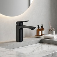 Robinet d'eau chaude froide carré Robinets mitigeurs de lavabo à montage sur pont Robinet de lavabo moderne à un trou pour salle de bain à bas prix