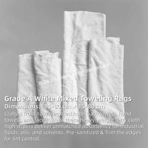 Chiffons de nettoyage de qualité supérieure, chiffons de nettoyage recyclables, chiffons en coton blanc, chiffons en coton 100% pour le nettoyage industriel - Product Image 2