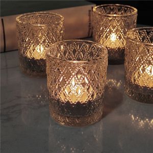 Venta al por mayor de candelabros votivos de cristal transparente portavelas tarro de cristal Vintage - Product Image 2