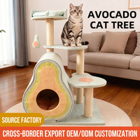 Arbre à chat en forme d'avocat en carton, avec poteaux en corde de sisal, trois plateformes et baldaquin rembourré - Vente en gros, OEM/ODM disponible