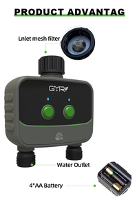 <span class=keywords><strong>Programmateur</strong></span> <span class=keywords><strong>d</strong></span>'<span class=keywords><strong>arrosage</strong></span> intelligent Wi-Fi à double sortie, contrôlé par application, écologique, automatique, pour tuyau <span class=keywords><strong>d</strong></span>'<span class=keywords><strong>arrosage</strong></span> de jardin, utilisation domestique, télécommandé, 2 piles AA - Product Image 2