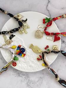 Bijoux <span class=keywords><strong>de</strong></span> mariage bohème pour la plage, breloques en forme <span class=keywords><strong>de</strong></span> cœur <span class=keywords><strong>de</strong></span> <span class=keywords><strong>poisson</strong></span>, cerise, mauvais œil, bottes, fraise, citron, ruban <span class=keywords><strong>de</strong></span> soie, collier, accessoires colorés - Product Image 2