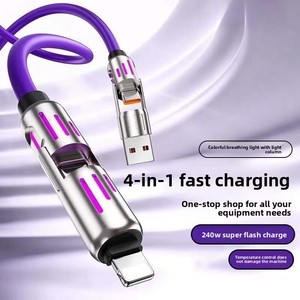 Cable de Carga Rápida 4 en 1 de 2 m y 240 W, Tubo de Luz RGB, Cable de Carga Multiinterfaz, Apto para Todos los Teléfonos Inteligentes - Product Image 2
