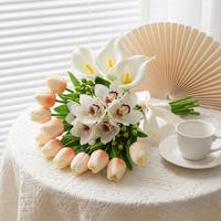 Mini tulipes artificielles à toucher réel, tige unique, pour décoration de mariage, remplissage de vase de table, vente en gros de mini tulipes