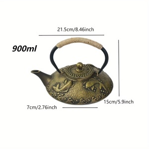 Théière en Fonte 900ml Nouveau Design Soucoupe <span class=keywords><strong>Émaillée</strong></span> Poisson Doré Sculpté avec Infuseur en Acier Inoxydable Théière Chinoise Café - Product Image 4