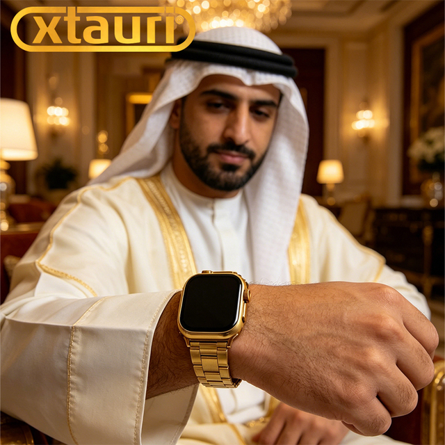 XTAURI Luxury Top Smart Watch 40mm Dial Thick Gold Electroplated Case Luminous High Quality Fine AI Voice Assistant Android