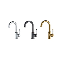 Robinets de lavabo en acier inoxydable 304 à trou unique Mélangeur d'eau chaude et froide avec mélangeur de robinet de lavabo de salle de bain à faible teneur en plomb