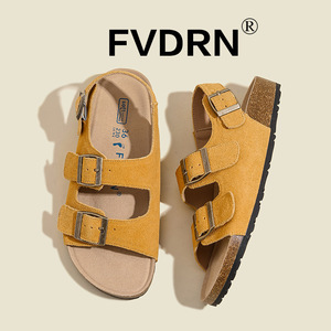 Sandales romaines vintage en daim pleine fleur à bout rond et plateforme pour femme – Nouvelle collection été 2025 - Product Image 6