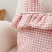 Sac fourre-tout rose à carreaux avec volants, organisateur de couches portable pour poussette, sac de rangement léger pour poussette de bébé
